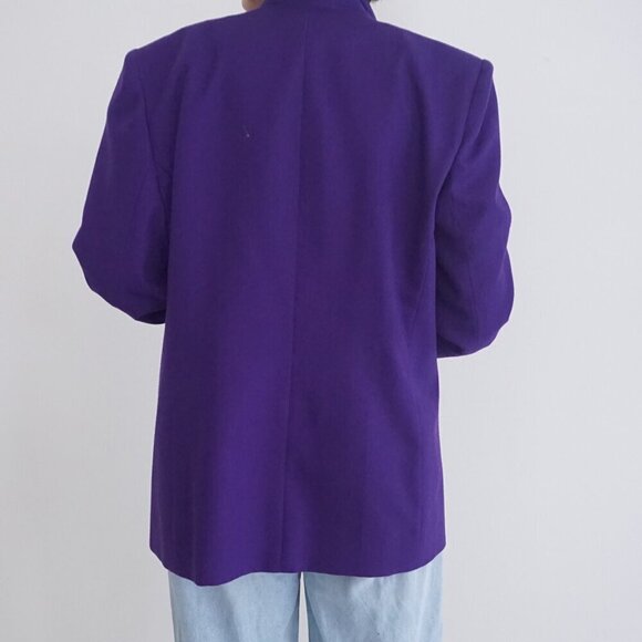 Vintage Pantman Purple 20% Wool Single Button Blazer Size 14 - Picture 3 of 12